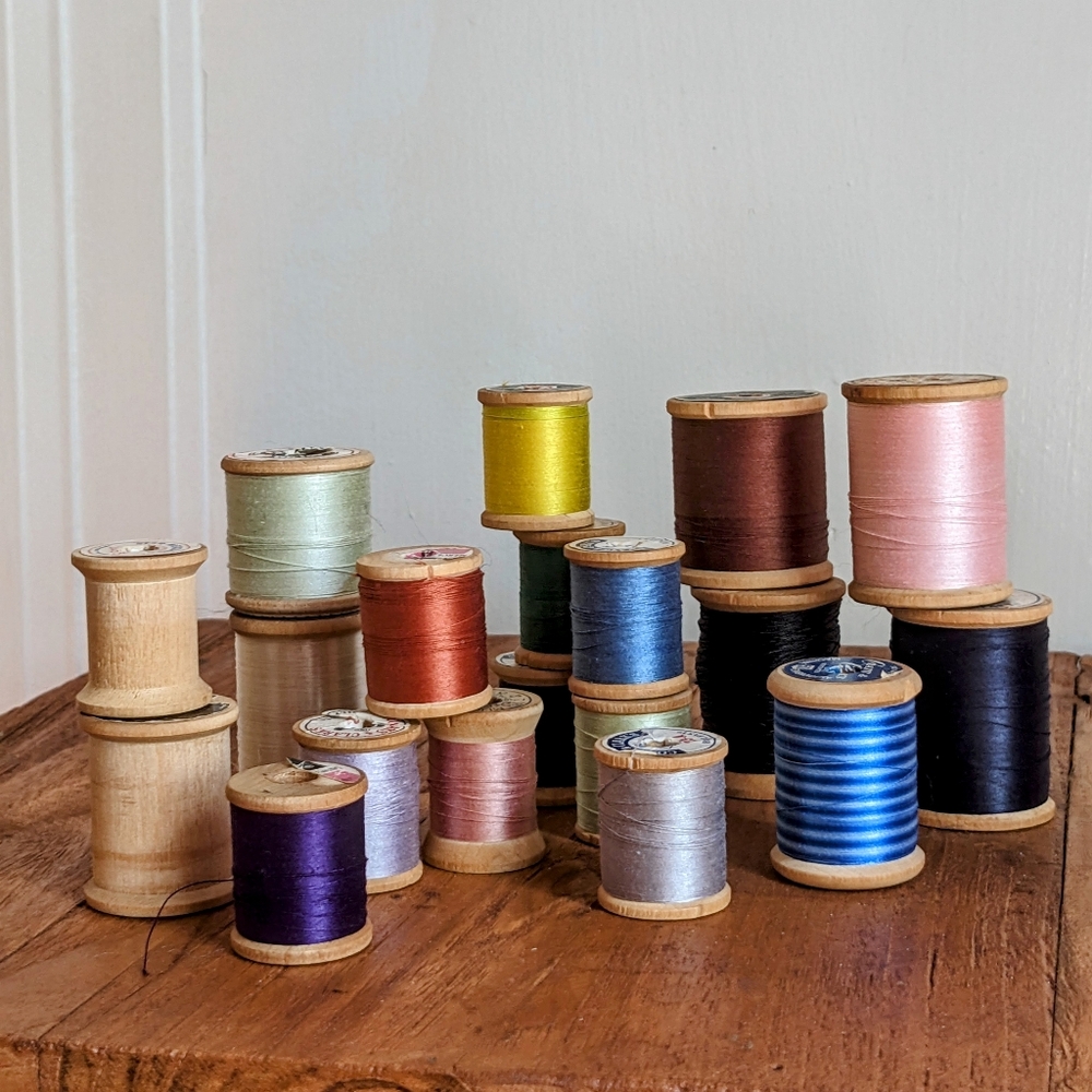 Vintage Wooden Sewing Thread Spools for craft and decor